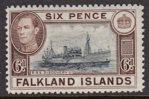 Falkland Islands KGVI 1938 6d Slate-Black Deep Brown SG155 Mint Hinged