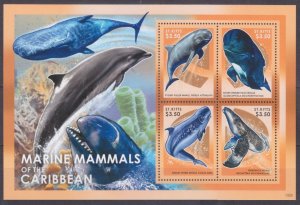 2014 St Kitts 1392-1395KL Marine fauna - Whales 12,00 €