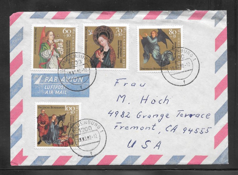 GERMANY #B720-B723 on BEANDENBURG DEC/18/1992 Airmail Cover (12819)