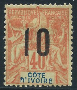 Ivory Coast, Sc #39, 10c on 40c, MH