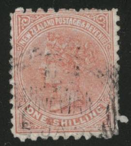 New Zealand Scott 66 Used 1882 Victoria 1sh issue CV$15