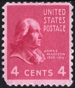 SC#808 4¢ James Madison (1938) MLH