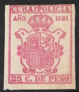 CUBA 1881 25c POLICE Revenue BP293 MNG