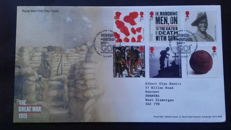 Great Britain 2015 First World War - 1915 FDC