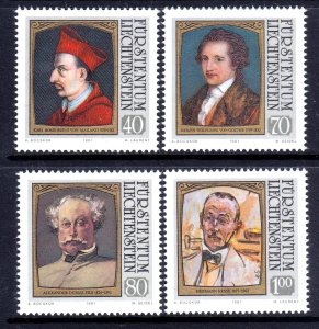 Liechtenstein 1981 Famous Visitors Complete Mint MNH Set SC 722-725