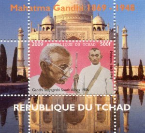 Chad 2009 GANDHI & NEHRU Deluxe s/s Perforated MInt (NH)