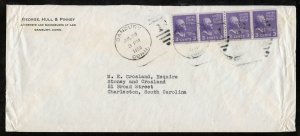 U.S. Scott 842 (4) Line Strip on 1950 Airmail Special Delivery Cover