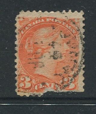 Canada -Scott 37 - Queen Victoria -1873 - Used - Single 3c Stamp