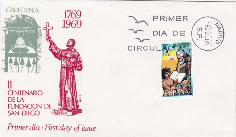 Spain 1969 Bicentenary of San Diego FDC Unadressed VGC