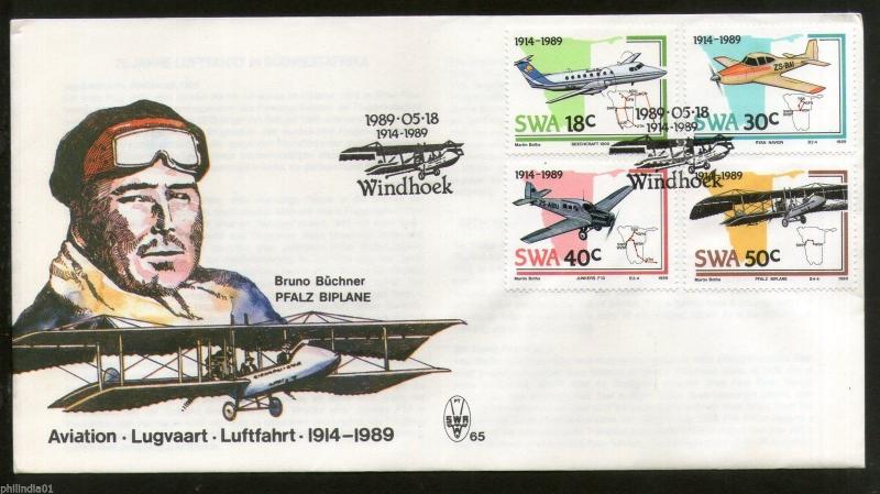 South West Africa 1989 Aviation Industry Maps Aircraft Sc 614-17 FDC # 6013