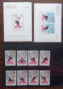 Belize 1979 Olympic Games Moscow 1980 set and Miniature Sheet x 2 MNH