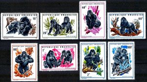 RWANDA - 1970 - GORILLAS - AFRICA - MOUNTAINS - PRIMATE - WILD + MINT - MNH SET! 