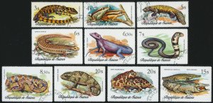 GUINEA Sc 744-51, C134-35 VF/USED - 1977 - Reptiles and Amphibians