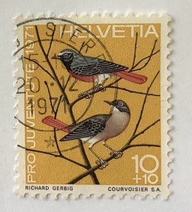 Switzerland 1971 Scott B402 used - 10+10c, Birds,  Redstart