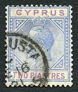 Cyprus SG92 2pi blue and purple Wmk Script Cat 27 Pounds