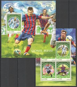 Uu0647 2016 Sierra Leone Sport Football Legend Lionel Messi Kb+Bl Mnh Stamps