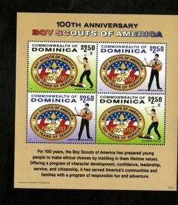 Dominica 2010 - Boy Scouts of America - Sheet of 4 stamps - Scott #2738 - MNH