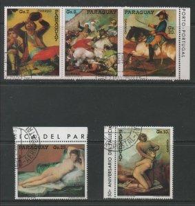 Thematic Stamps Art - PARAGUAY 1978 GOYA PAINTINGS 9v used