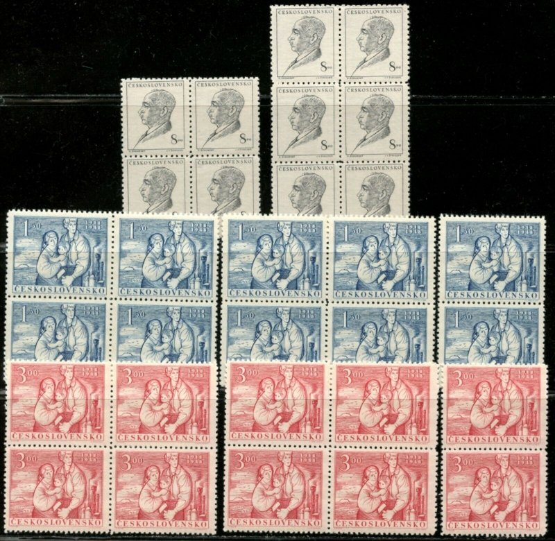 CZECHOSLOVAKIA Sc#360-362 1948 Benes & 30th Anniv. Complete Sets X60 Mint NH