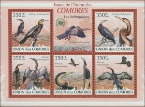 Comoro Island 2009 Mi 2372-2376 Birds Darter CV $9