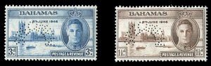 Bahamas #130-131S (SG 176-177s) Cat£90, 1946 Peace, set of two, perforated S...