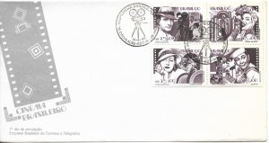 BRAZIL 1990 BRAZILIAN CINEMA 4 VALUES ON FIRST DAY COVER + SPECIAL CANCEL