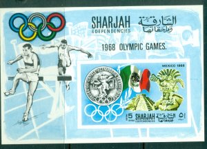 Sharjah 1968 Mi#MS41B History of the Olympic Games MS IMPERF MLH