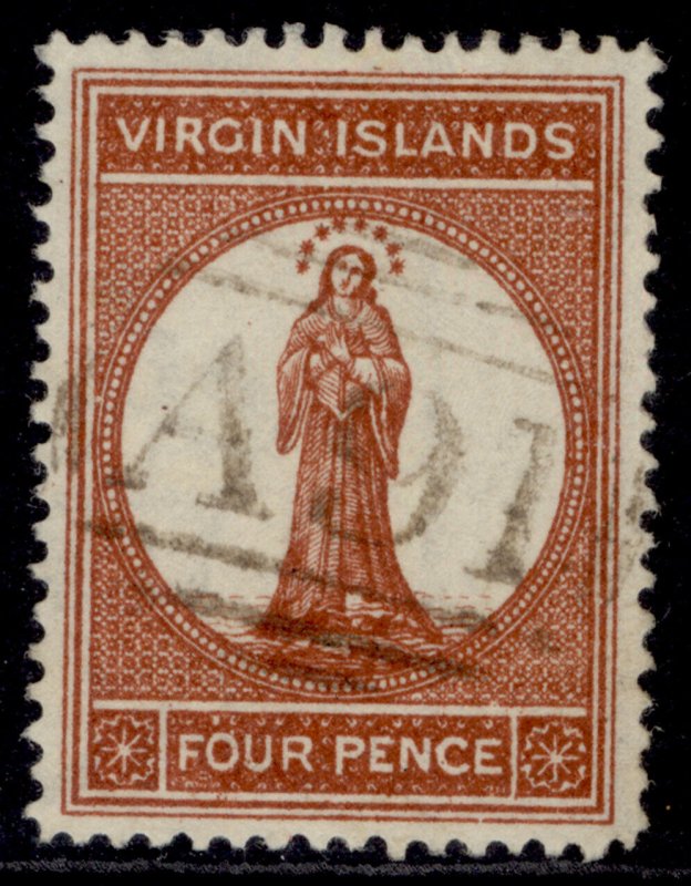 BRITISH VIRGIN ISLANDS QV SG37, 4d brown-red, FINE USED. Cat £70.