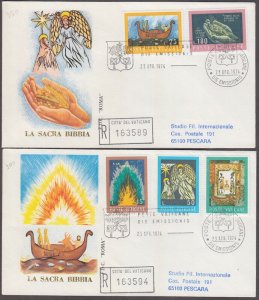 VATICAN Sc #550-4.1 SET of 2 FDC X 5 BIBLE - CREATION, NOAH & MORE (REGISTERED)