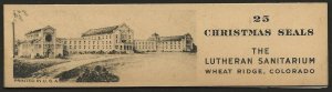 USA 1937 Lutheran Sanatorium, Wheatridge, CO. TB Xmas Seal Full BOOKLET F/VF-NH-