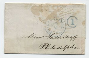 1851 1 cent drop rate stampless octagon handstamp Philadelphia [5247.29]