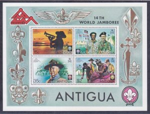 Antigua 386a MNH 1975 Nordjamb 75 14th Boy Scout Jamboree Souvenir Sheet of 4