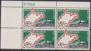 1232 West Virginia Statehood Plate Block MNH