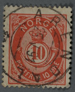 Norway #40 Used FN Carmine Cancel Date 21 XII 91