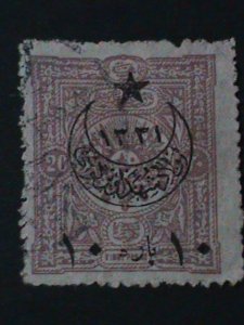 TURKEY- PRECEDING ISSUED OVERPRINT SURECHARGED USED VF- 108 YEARS OLD