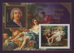 Erotic Art Paintings Jean Francois De Troy Souvenir Sheet of 2 Stamps Mint NH