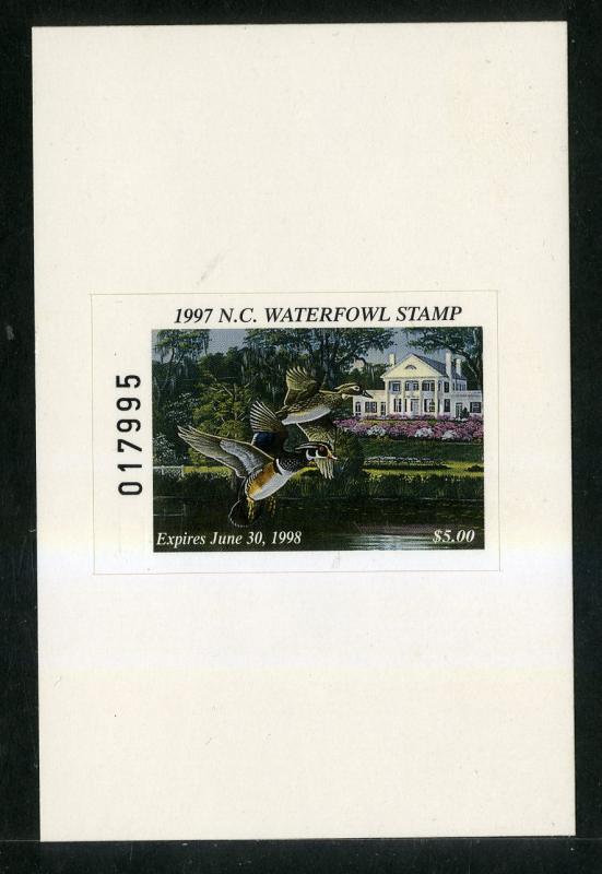 US NC15A NORTH CAROLINA ST DUCK STAMP 1997 SCV $45.00 BIN $25.00