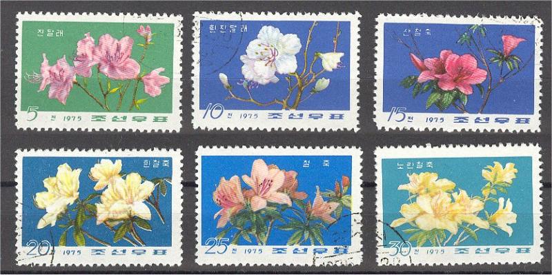 NORTH KOREA, FLOWERS 1974.USED SET