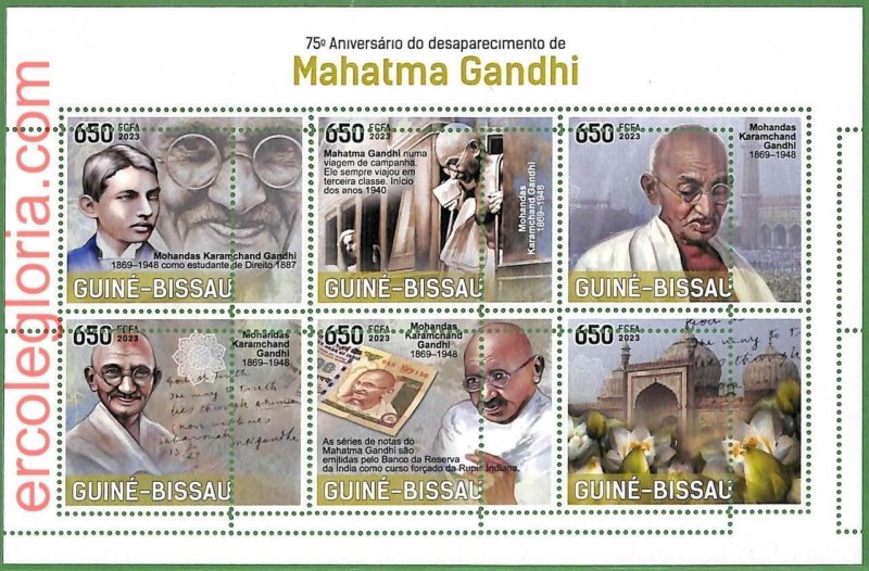 B1512 - GUINE-BISSAU - ERROR MISPERF Stamp Sheet - 2023 - Mahatma Gandhi-