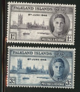 FALKLAND ISLANDS Scott 97-98 MH* Peace Issue of 1946