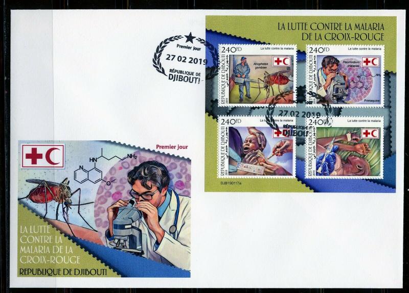 DJIBOUTI  2019 RED CROSS BATTLE AGAINST MALARIA  SHEET FIRST DAY COVER