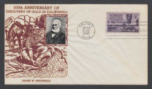 US Planty 954-45 FDC.1948 3c California Gold, Crosby Photo cachet, unaddressed