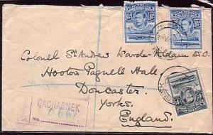 BASUTOLAND 1938 Registered cover ex QACHASNEK to UK........................35778