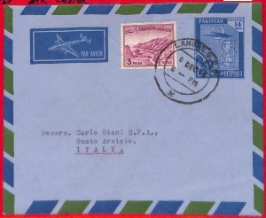 aa5164 - PAKISTAN - Postal History - POSTAL  STATIONERY Aerogramme to ITALY 1961