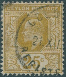 Ceylon 1904 SG284 25c bistre KEVII mult crown CA wmk #1 FU (amd)