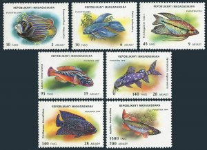 Malagasy 1192-1198,1199,MNH. Michel 1717-1732, Bl,263. Aquarium fish, 1994.