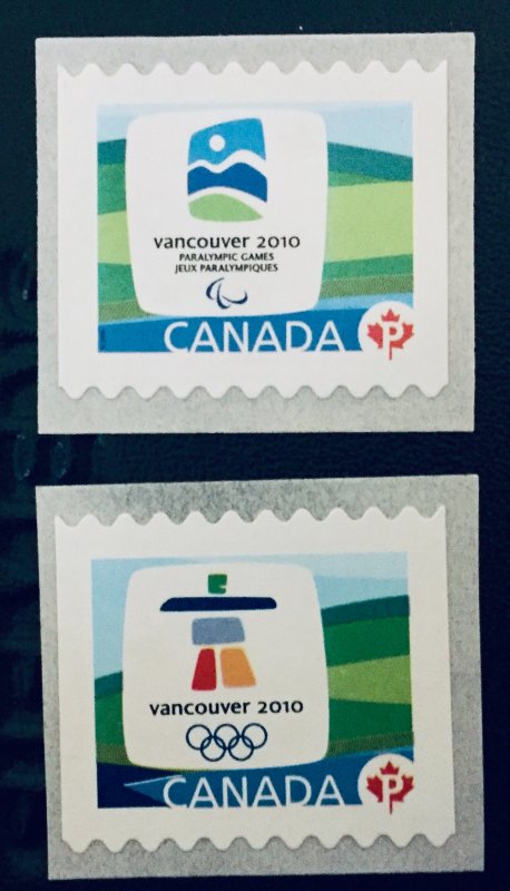 Canada #2306-2307 P rate (54¢) Vancouver Emblem and Paralympic emblem. MNH