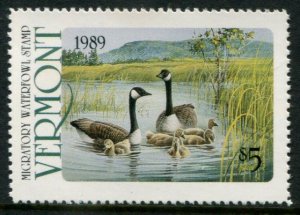 VT4 US $5 Vermont 1989 Migratory Waterfowl Stamp, MNH