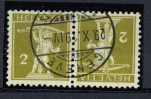 SWITZERLAND,  2 CENTIMES TELL BOY TETE-BECHE STAMP , USED