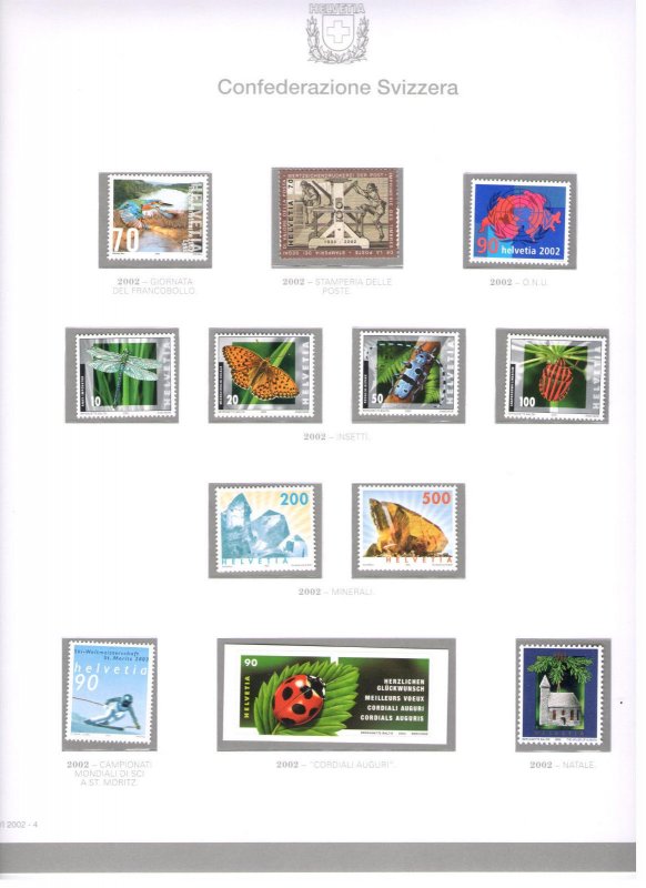 2002 SWITZERLAND Year Set on Bolaffi MNH ** sheets